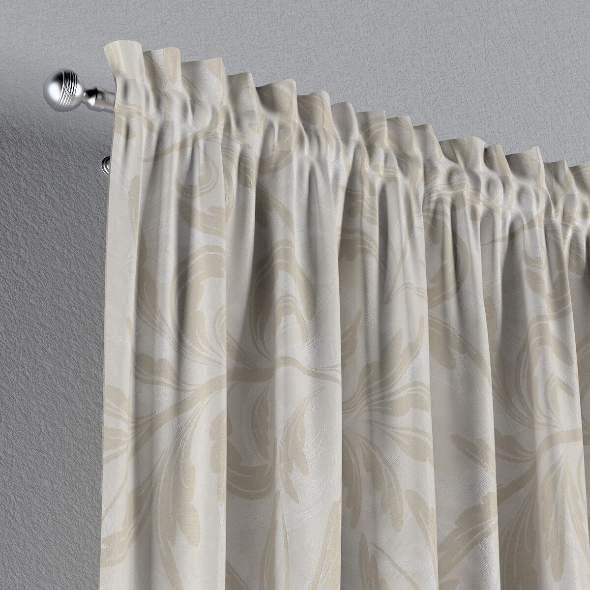 Zasłona na kanale z grzywką 1 szt. 130x260 ecru liście akantu