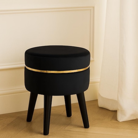 Pufa taboret dekoracyjny 40,5xØ35 cm PARIGI czarny