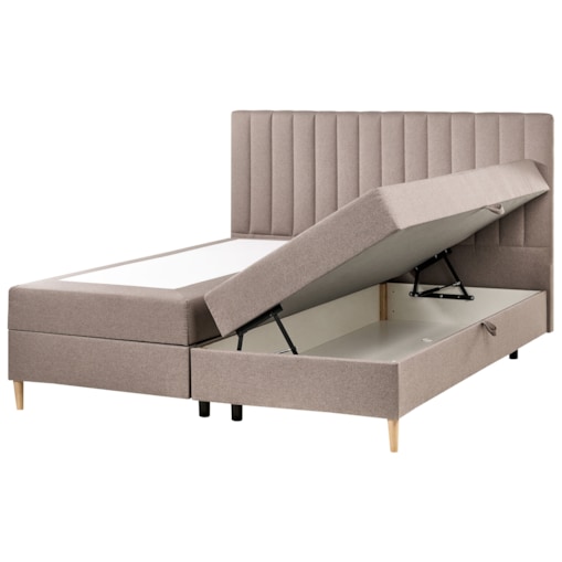Łóżko kontynentalne z pojemnikiem OFFICER 180 x 200 cm Beżowoszary