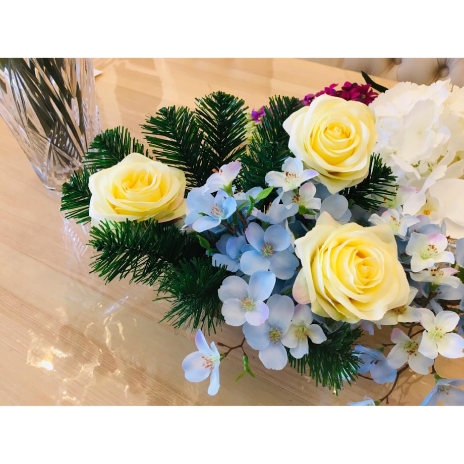 6x RÓŻA SZTUCZNA główka kwiatowa wyrobowa STROIK ŻÓŁTY kompozycja dekoracja