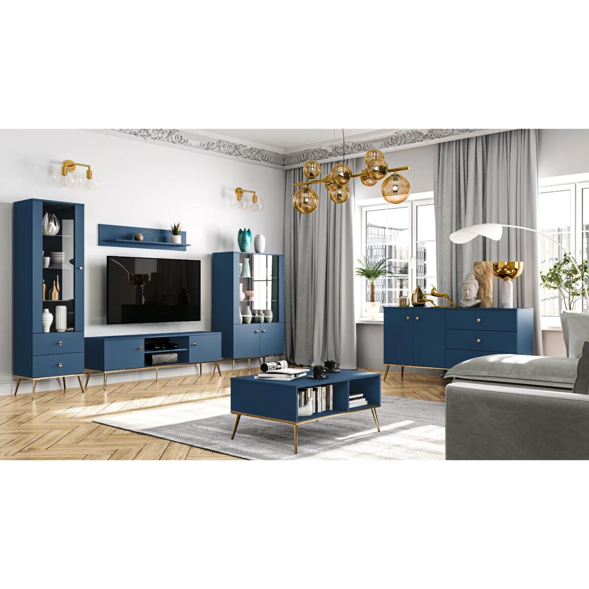 Witryna wysoka BLU granatowa