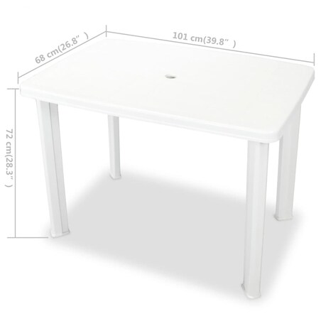 vidaXL Stół ogrodowy, biały, 101 x 68 x 72 cm, plastikowy