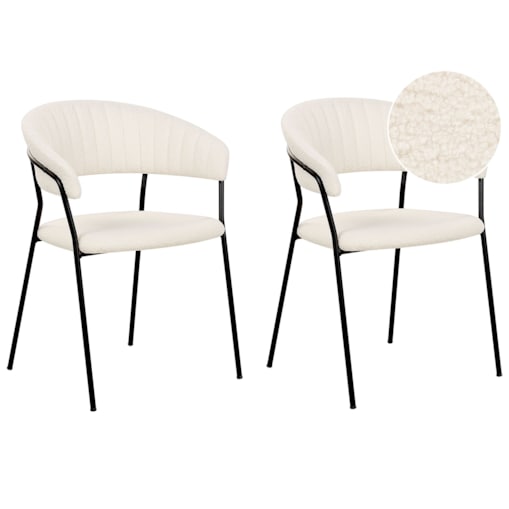 Zestaw 2 krzeseł do jadalni boucle złamana biel MARIPOSA