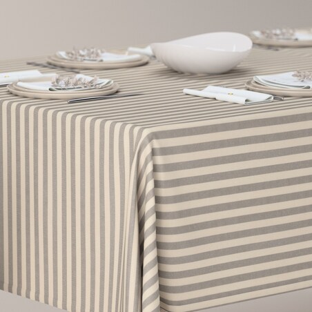 Obrus prostokątny 100 x 100 cm szaro-białe pasy (1,5cm)