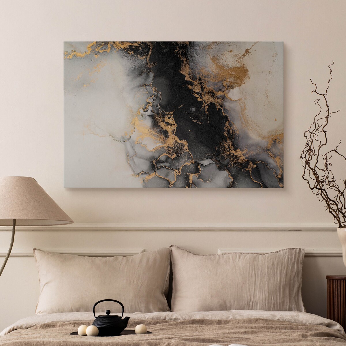 Obraz na płótnie Czarny marmur ze złotem 90x60cm