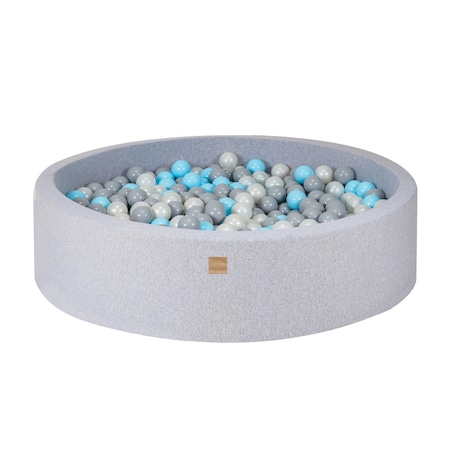 Basen z kulkami dla dzieci – Bezpieczny i kolorowy plac zabaw do pokoju dziecięcego okrągły, 300 kulek, 120x30cm, bawełna, szary