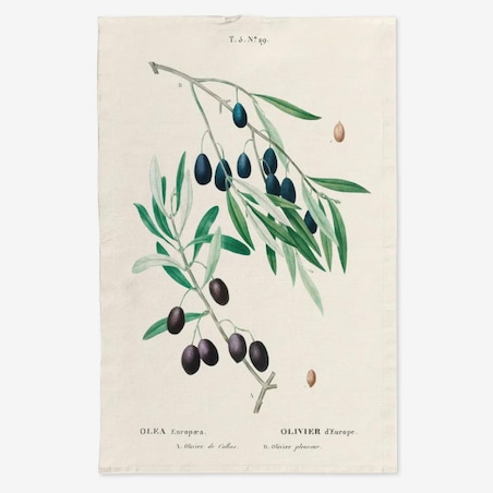 Lniany ręcznik kuchenny - Oliwki