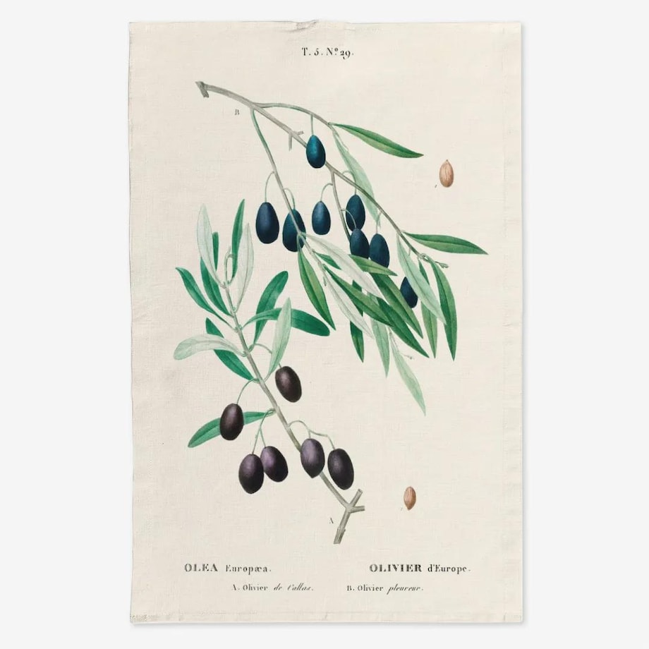 Lniany ręcznik kuchenny - Oliwki