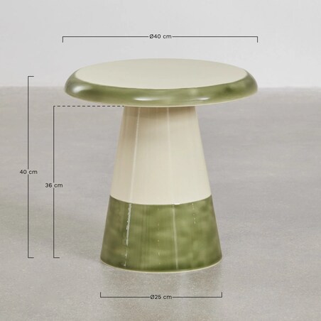 Stolik pomocniczy metalowy biało-zielony, Marcela, Ø40 cm