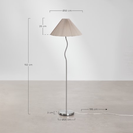 Lampa podłogowa z metalu i lnu Siliema, 152 cm