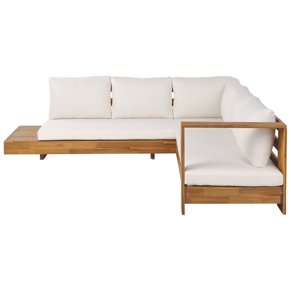 Narożnik ogrodowy ze stolikiem dla 5 osób MARETTIMO Lewostronny Certyfikowane drewno akacjowe Brązowy