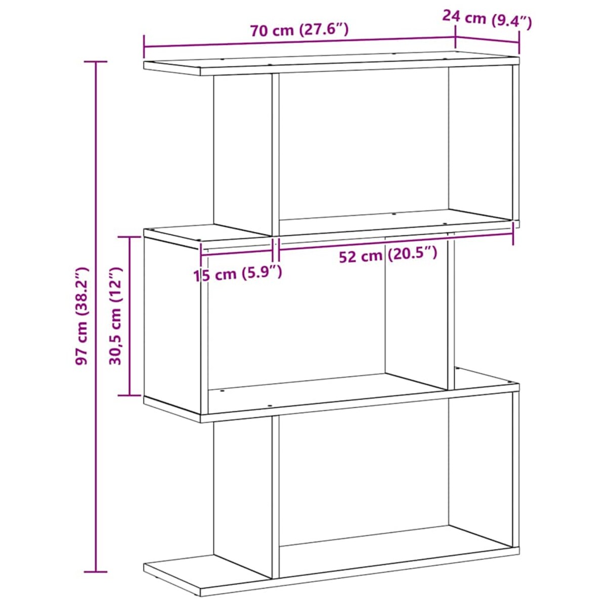 vidaXL Szafka na książki Szary 70 x 14 x 97 cm Materiał drewnopochodny