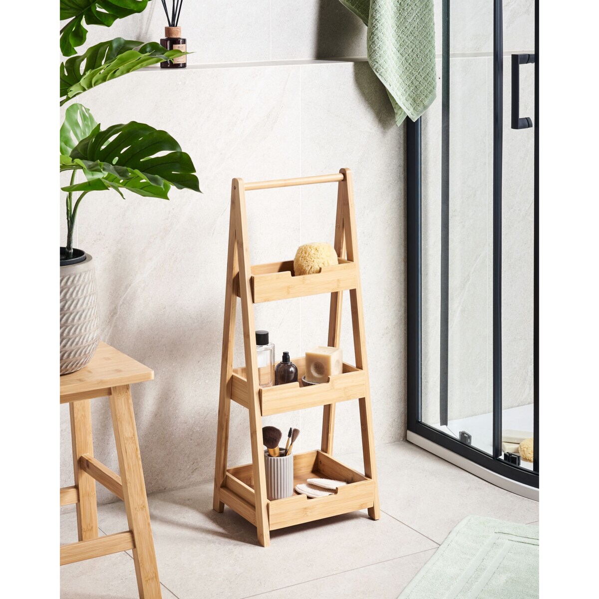 Regał łazienkowy bambusowy jasne drewno ALERCE