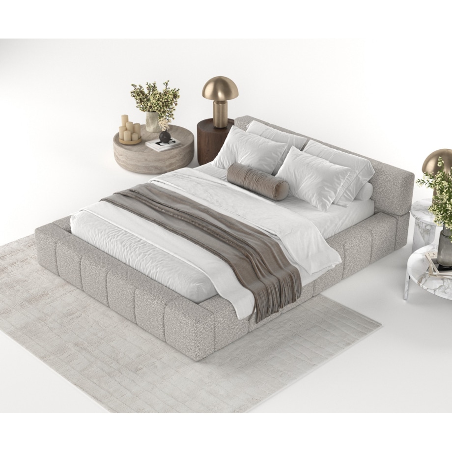 Łóżko tapicerowane MILOS 160x200 z pojemnikiem, Szary, tkanina Bubble 06