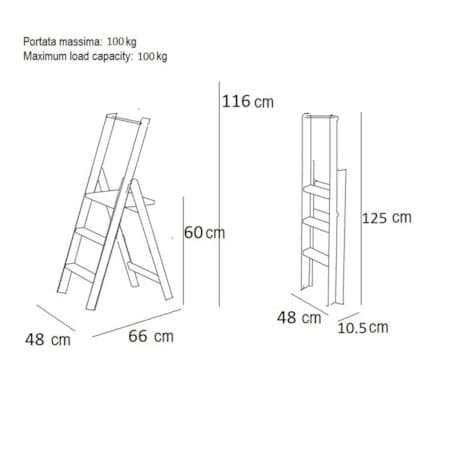 ARREDAMENTI KIMORA 3 Drabina - 116 x 48 cm, brązowy