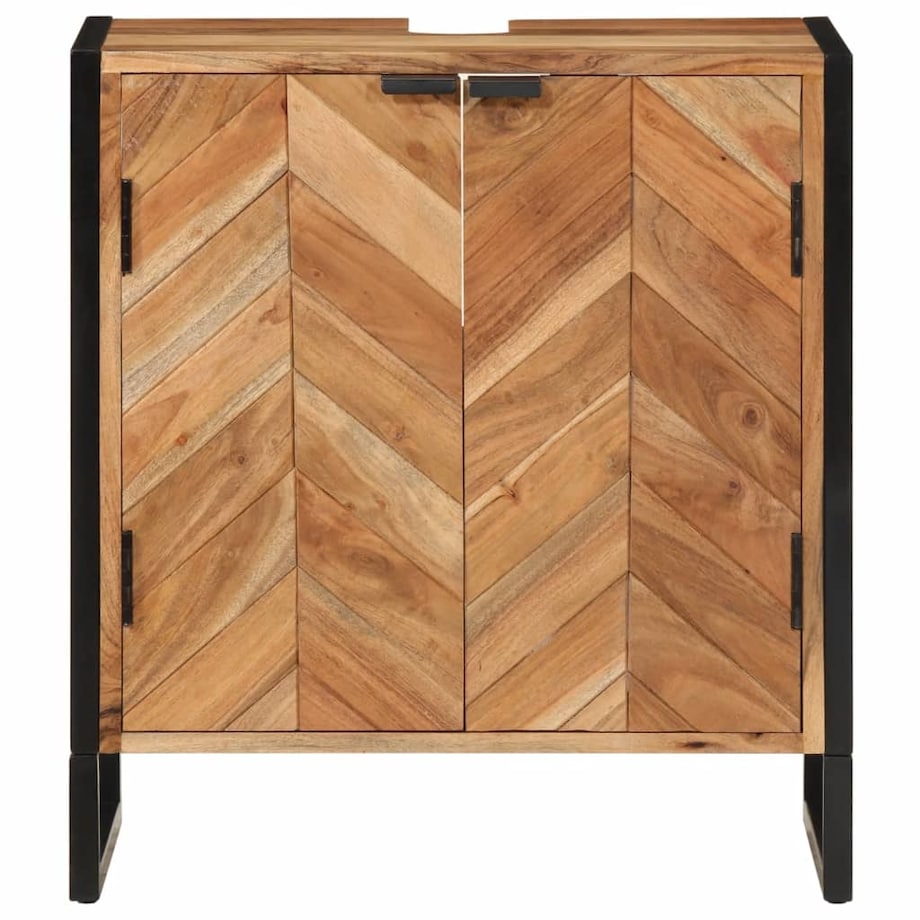vidaXL Szafka do łazienki, 55x35x60 cm, lite drewno akacjowe i żelazo