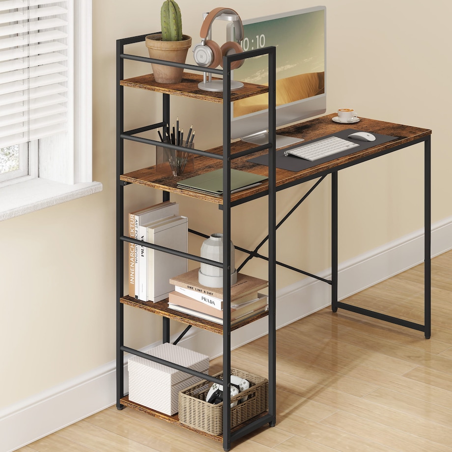 Biurko Komputerowe Max 4.0 Rustykalny, Czarny