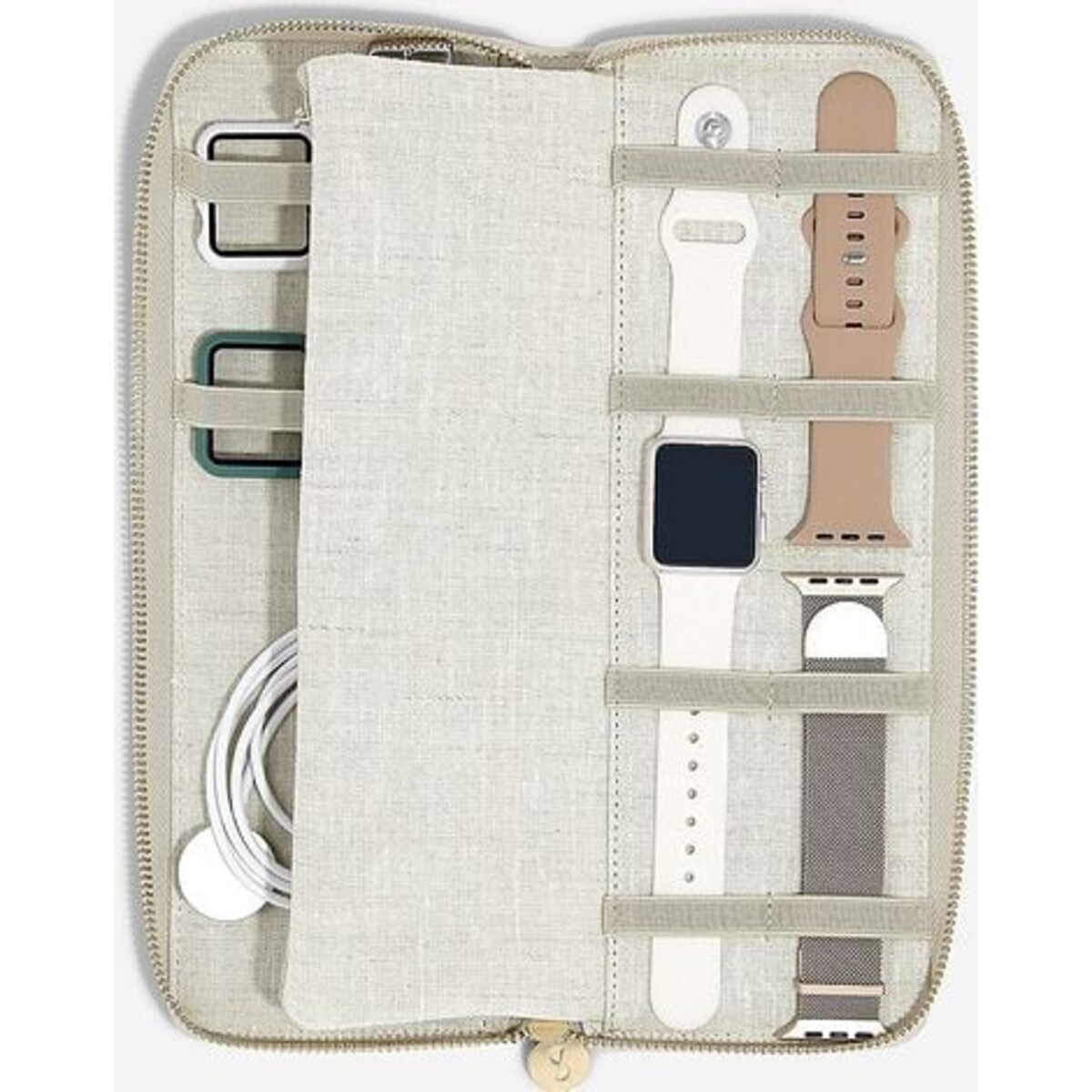 Etui na zegarki Stackers jasnobeżowe lniane
