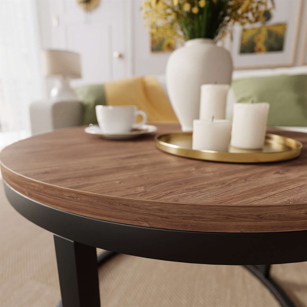 Okrągły stolik kawowy CIRI czarny dąb stirling