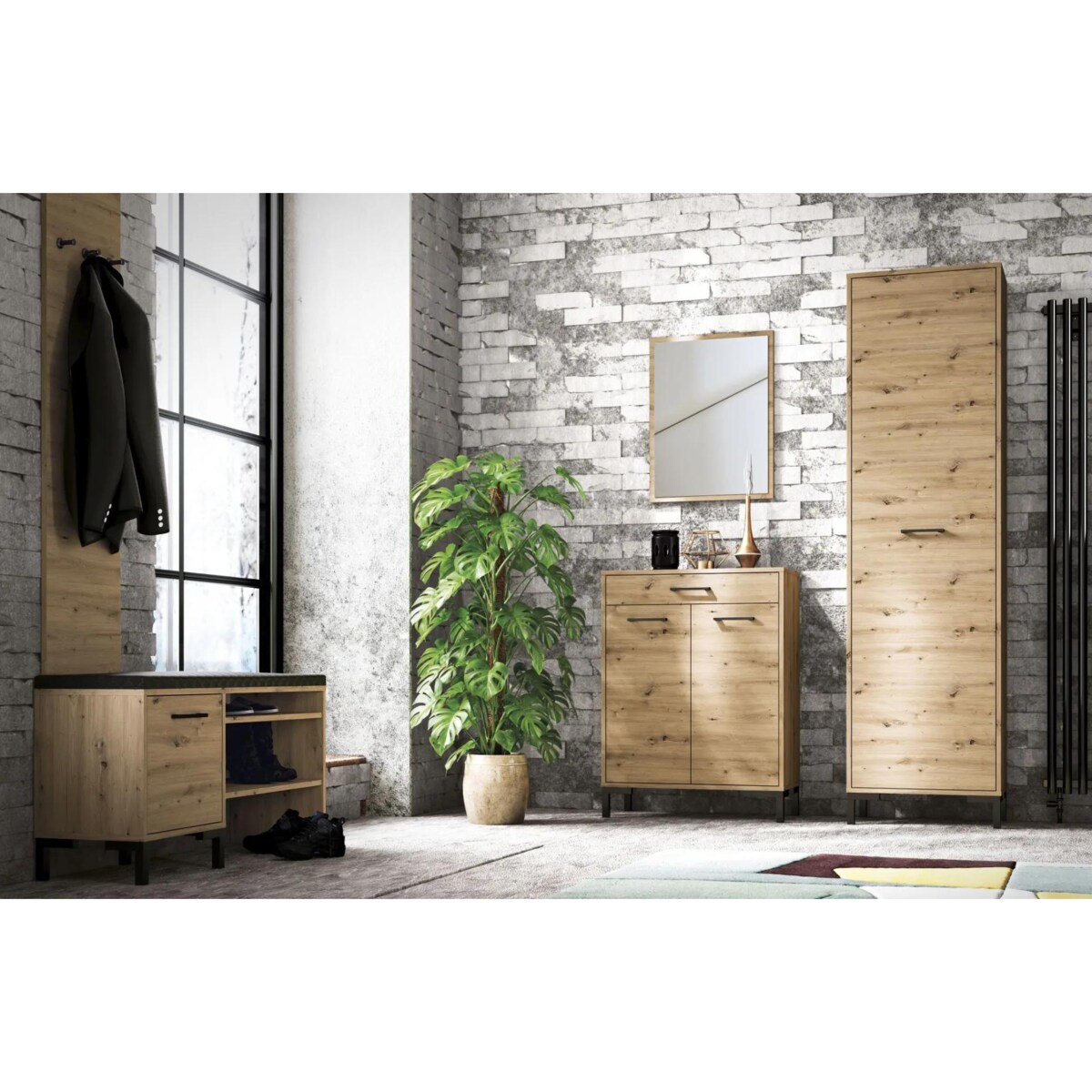 Lustro wiszące NIKOLA 65x50 dąb artisan