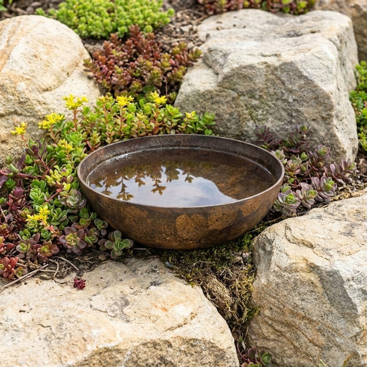 MISA POIDEŁKO NA FONTANNĘ DEKORACYJNA IMITACJA METALU 30cm MISKA OGRODOWA