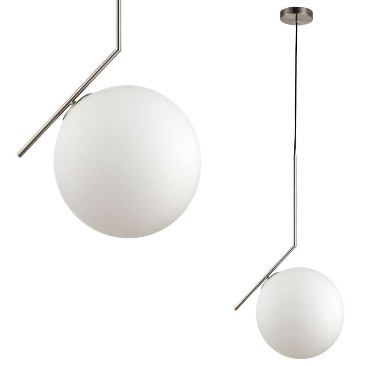 LAMPA wisząca CONDI MDM-7475/1-L-SN MDECO loftowa OPRAWA szklany ZWIS kula ball satyna biała