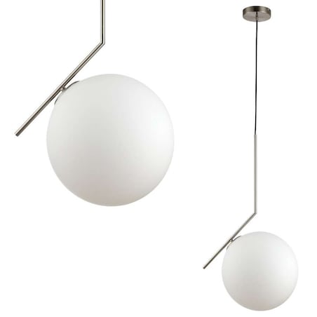 LAMPA wisząca CONDI MDM-7475/1-L-SN MDECO loftowa OPRAWA szklany ZWIS kula ball satyna biała