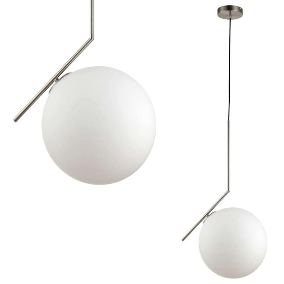 LAMPA wisząca CONDI MDM-7475/1-L-SN MDECO loftowa OPRAWA szklany ZWIS kula ball satyna biała