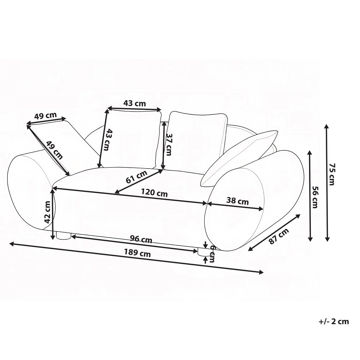 Sofa dla 2 osób RINGEL Jasnobeżowy