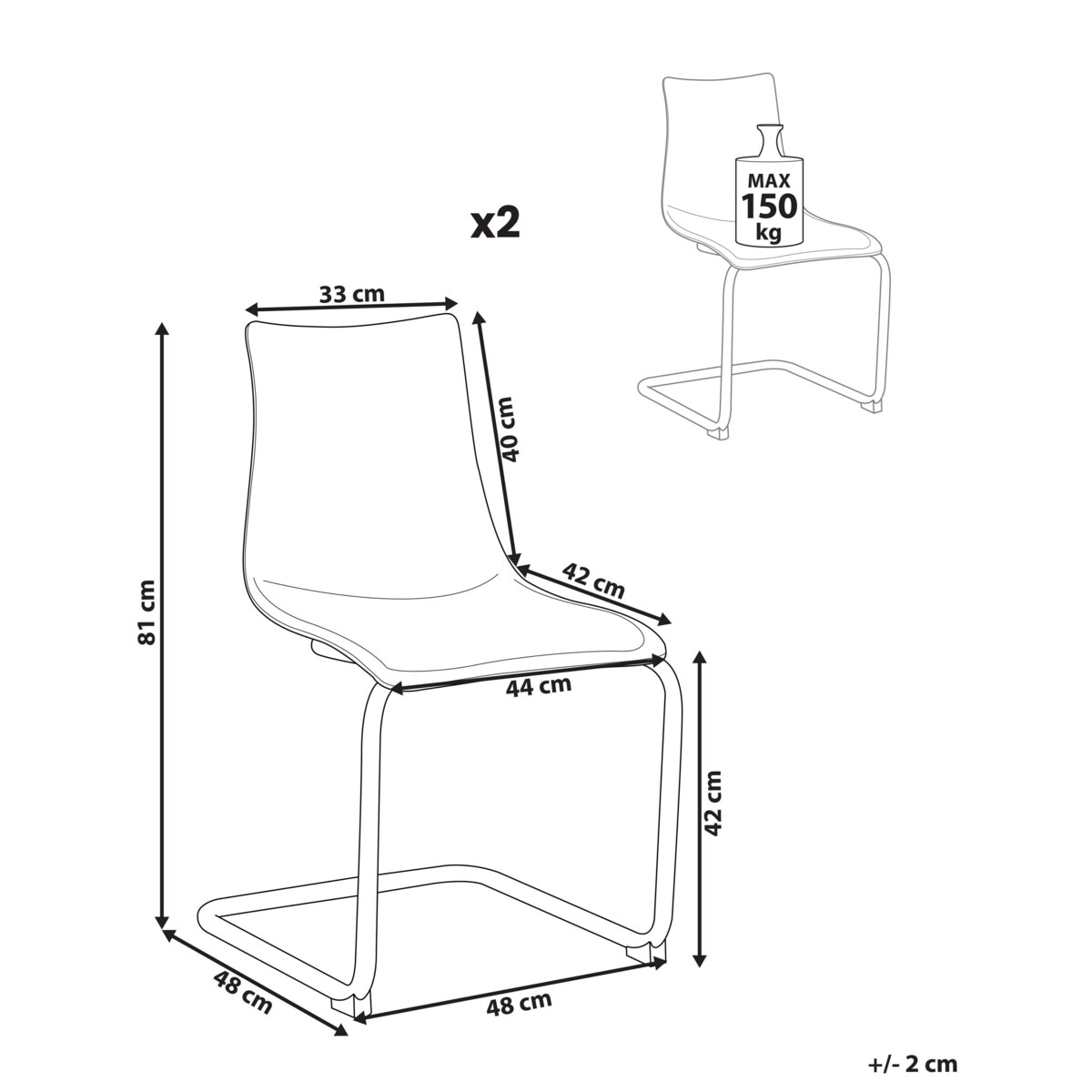 Zestaw 2 krzeseł do jadalni MARSHALL Przezroczysty