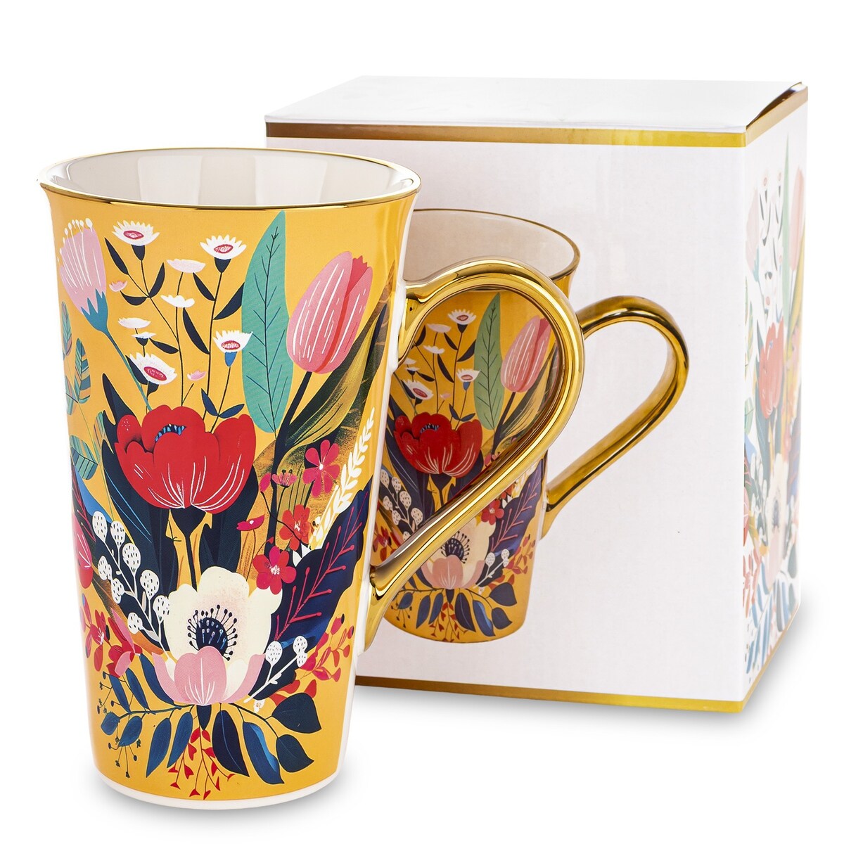 Kubek porcelanowy 16,5x14,5x10 cm 700 ml BLUMEN multicolour