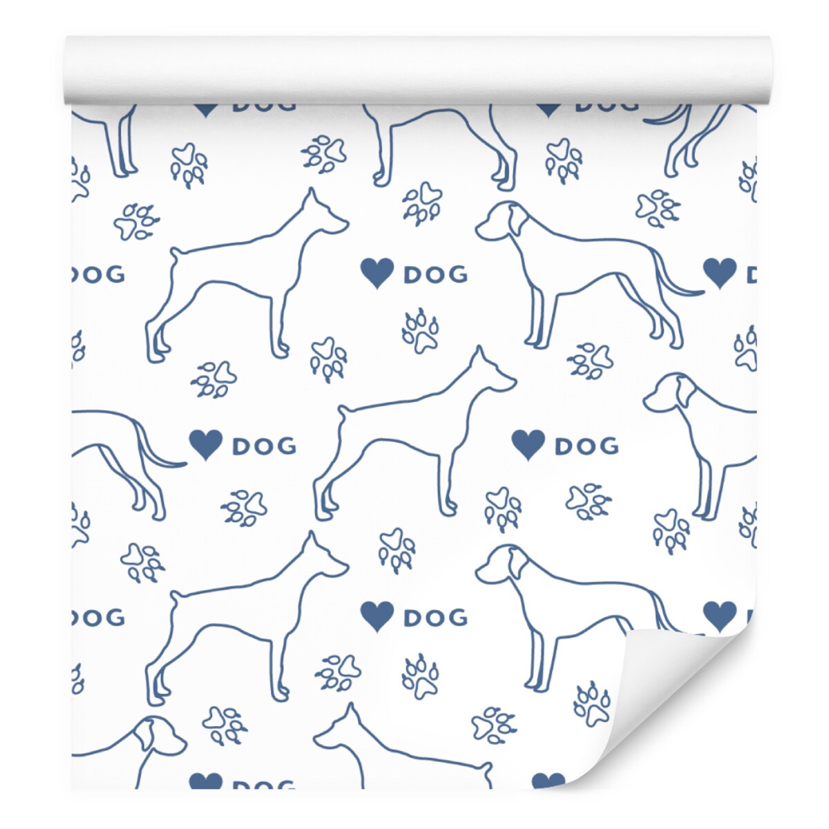 Tapeta Dla Dzieci Sylwetki Psów NAPISY Serca Łapki