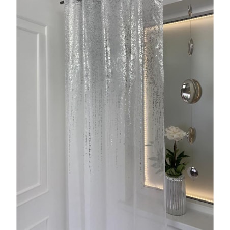 firana "srebrny deszcz " z etaminy | 140x250 przelotki