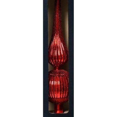 Szpic na choinkę TOPPER czerwony błysk karbowany