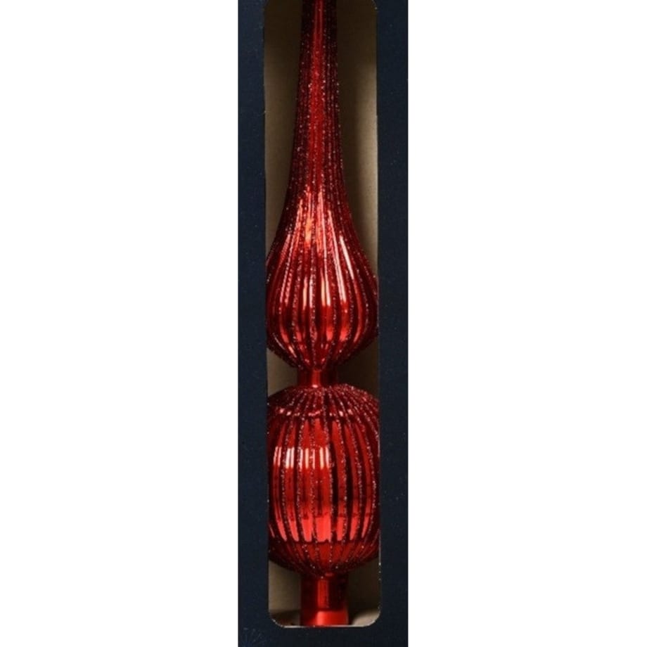 Szpic na choinkę TOPPER czerwony błysk karbowany