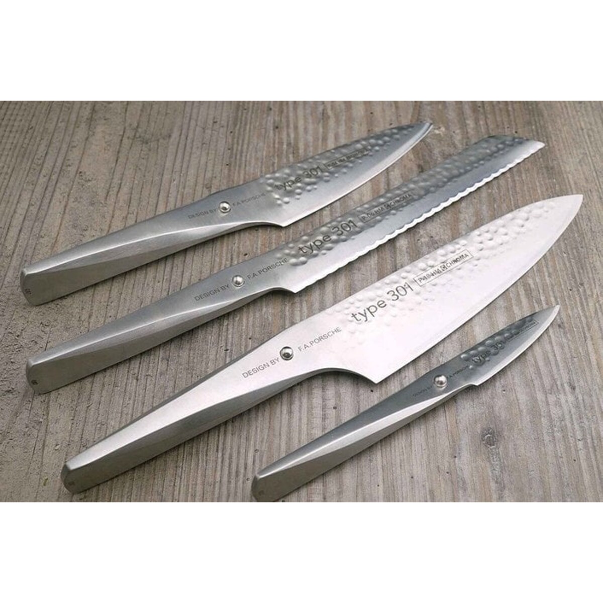 Nóż Santoku, nóż do plastrowania i do obierania Type 301 HM w zestawie