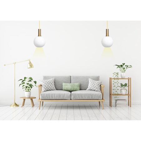 Lampa Sufitowa Wisząca Biała Kula Mleczna Gold