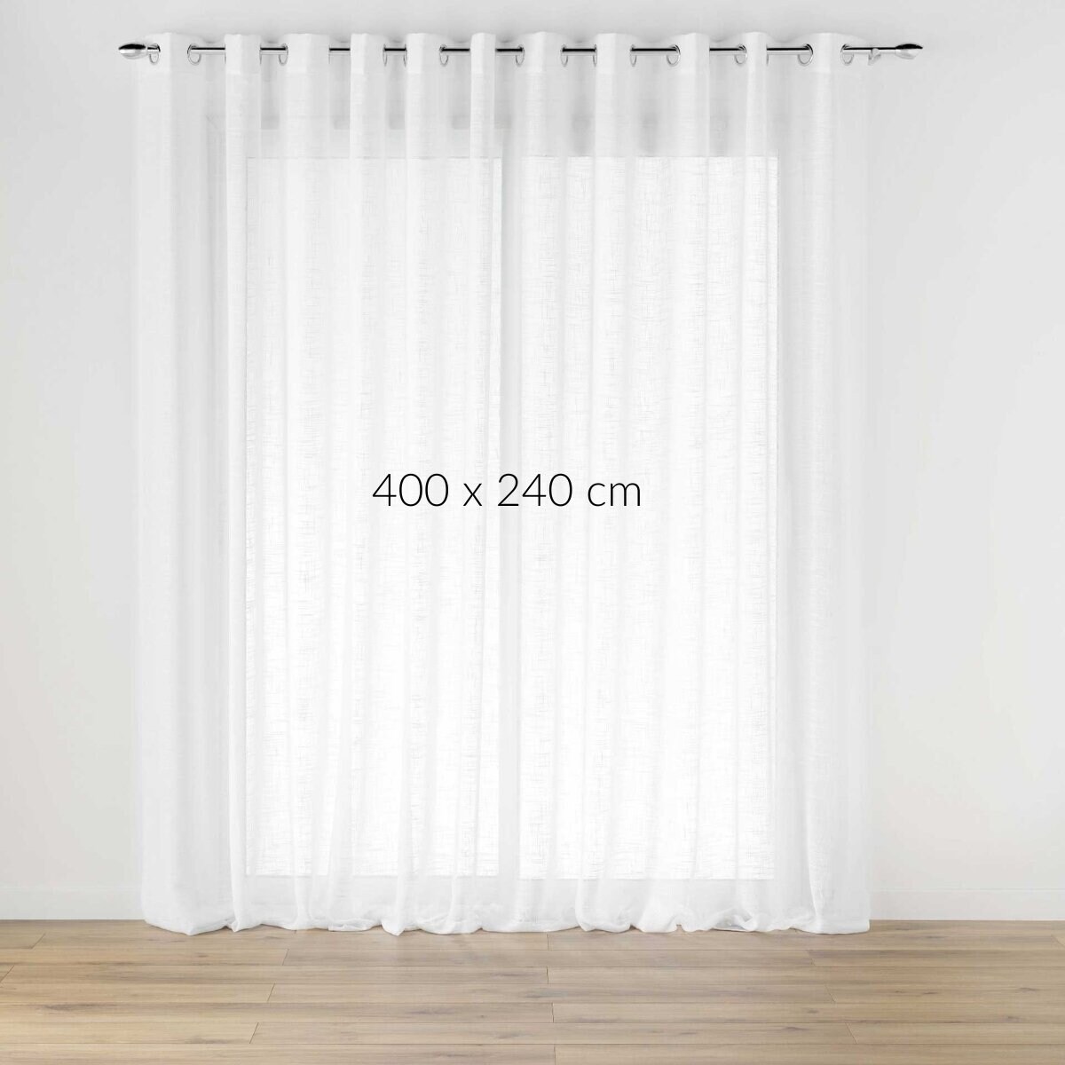 Szeroka firana na przelotkach, z efektem lnu, HALTONA, 400 x 240 cm