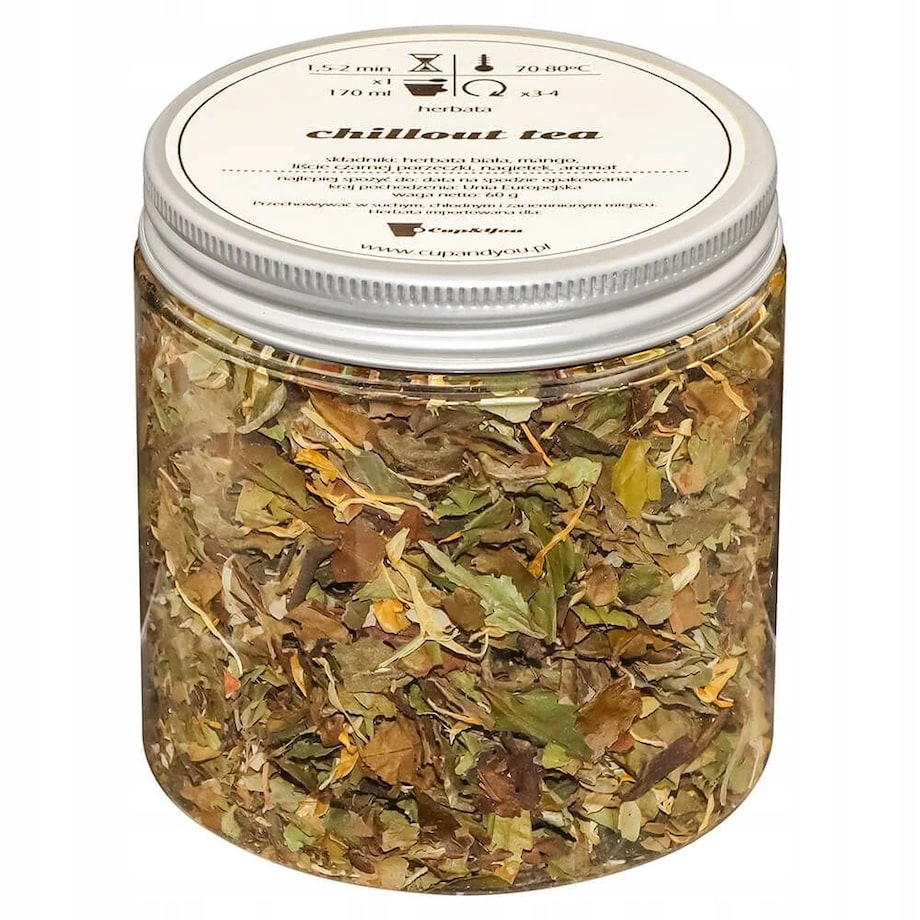 ZESTAW PREZENTOWY UPOMINKOWY "BIG CHILL BOX" - HERBATA SYPANA 2X ŚWIECA SOJOWA KUBEK Z ZAPARZACZEM I POKRYWKĄ - PREZENT UPOMINEK DLA KOBIETY FACETA NIEJ NIEGO