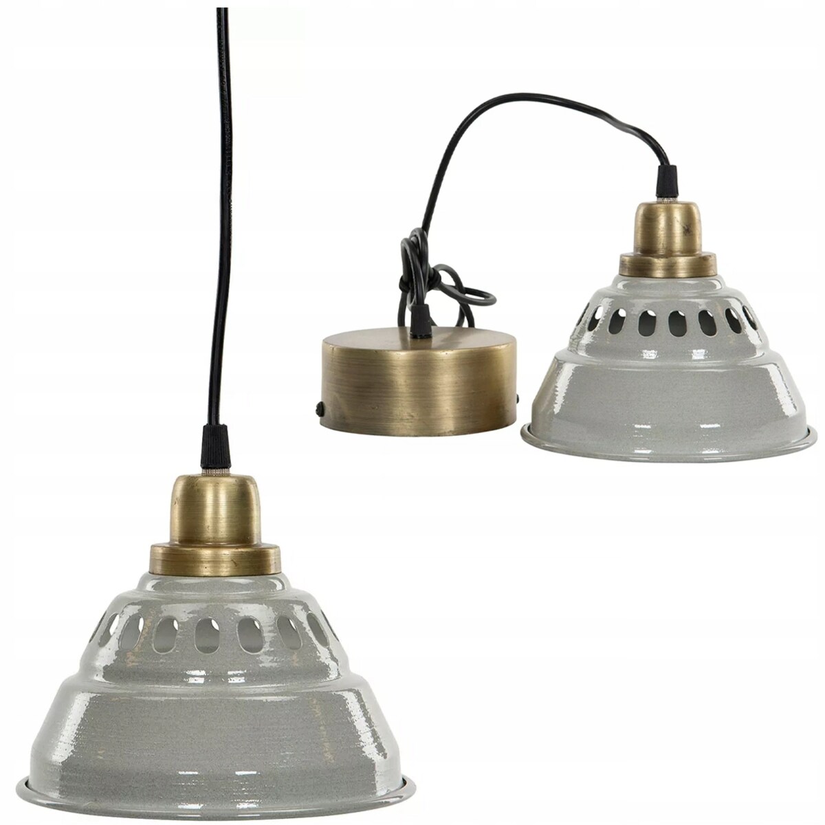 LAMPA SUFITOWA WISZĄCA NAD STÓŁ LOFT POJEDYNCZA METALOWA SZARA złota 18cm