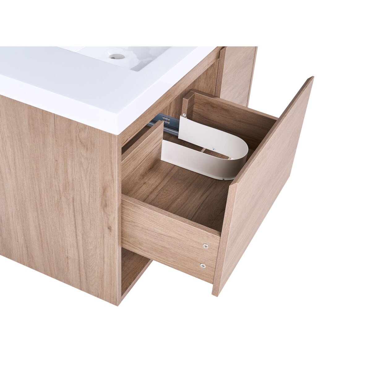 Szafka łazienkowa wisząca z umywalką UMAYO 90 cm Jasnobrązowy