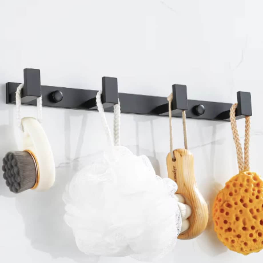 Wieszak ścienny czarny do łazienki kuchni przedpokoju haczyk