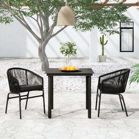 vidaXL 3-częściowy zestaw mebli ogrodowych, czarny