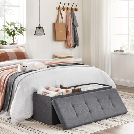 Pufa Organizer Pojemna 110X38X38 Cm Ciemnoszary