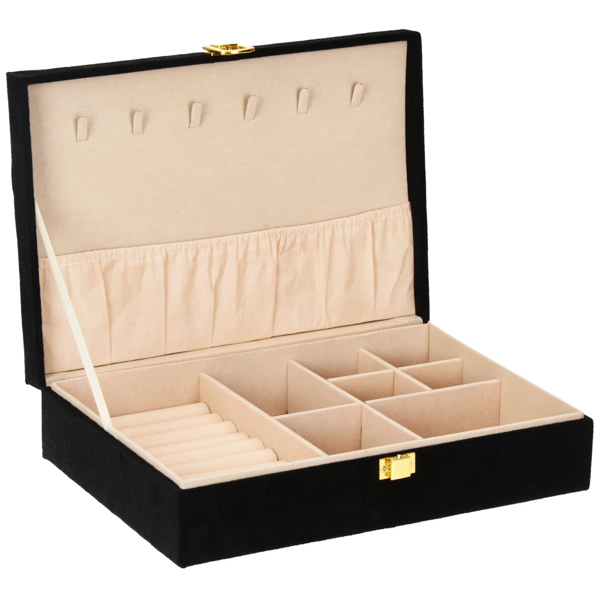 Szkatułka Na Biżuterię Organizer Kuferek Elegancki Pudełko Czarna