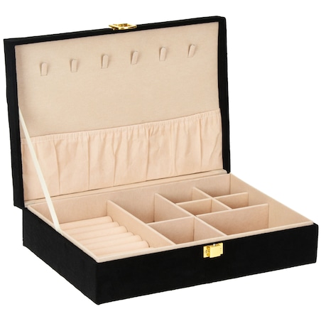 Szkatułka Na Biżuterię Organizer Kuferek Elegancki Pudełko Czarna