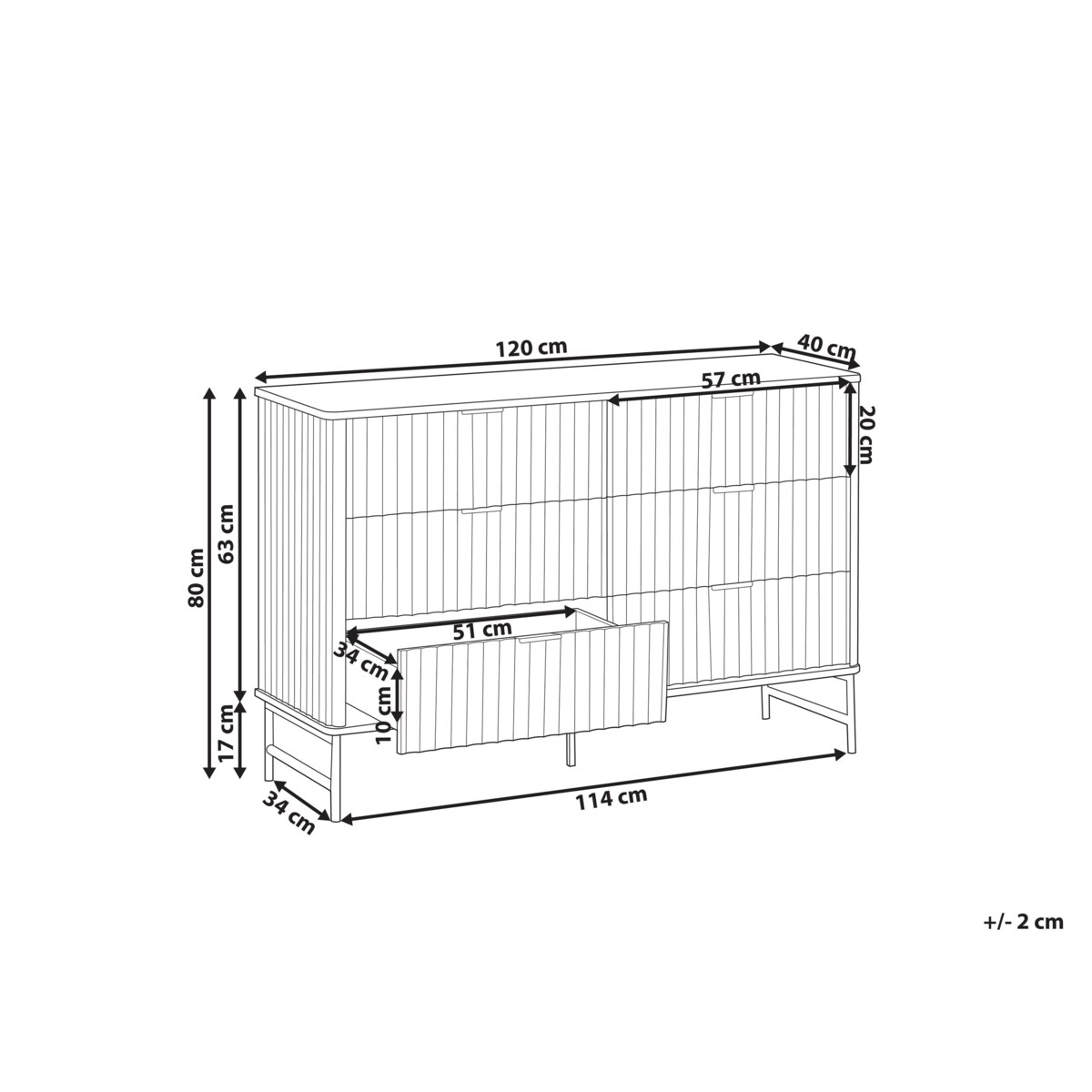Komoda 6 szuflad GLASTONBURY 80 cm Czarny