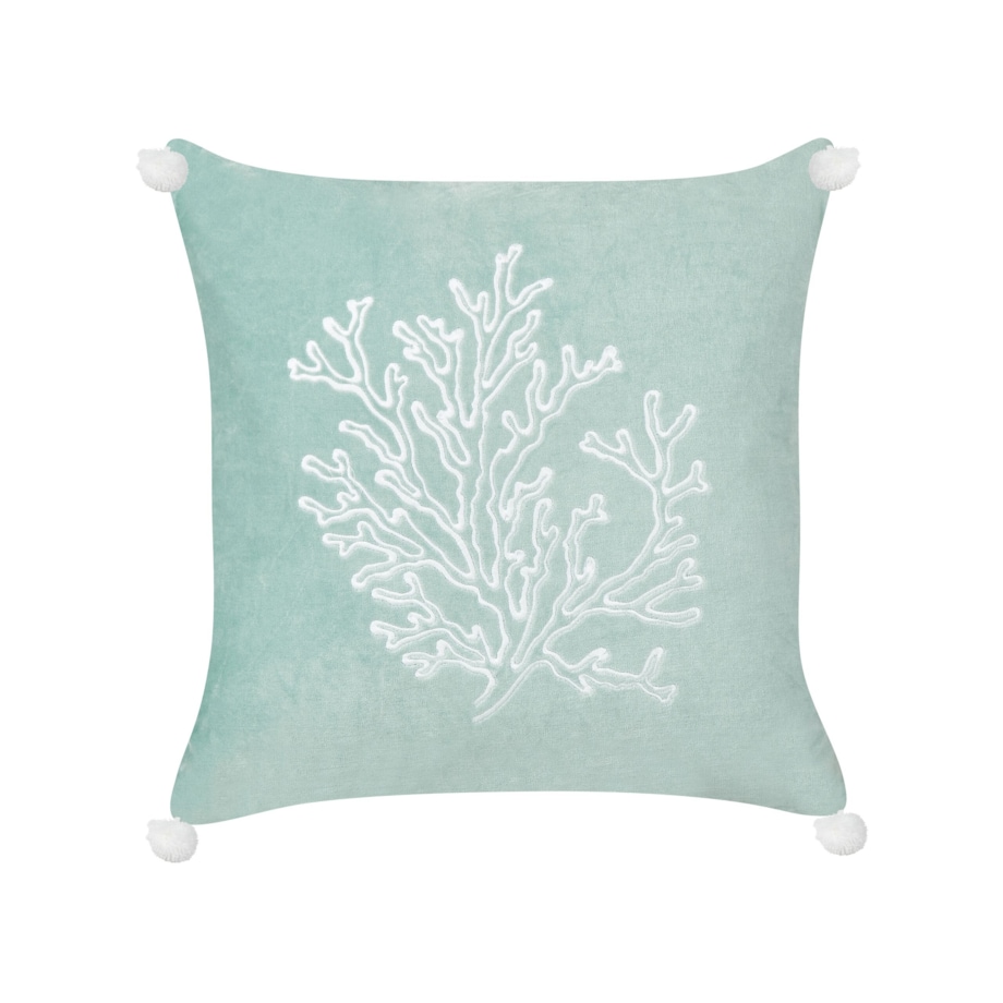 2 poduszki dekoracyjne w koralowce welurowe 45 x 45 cm miętowe NORI
