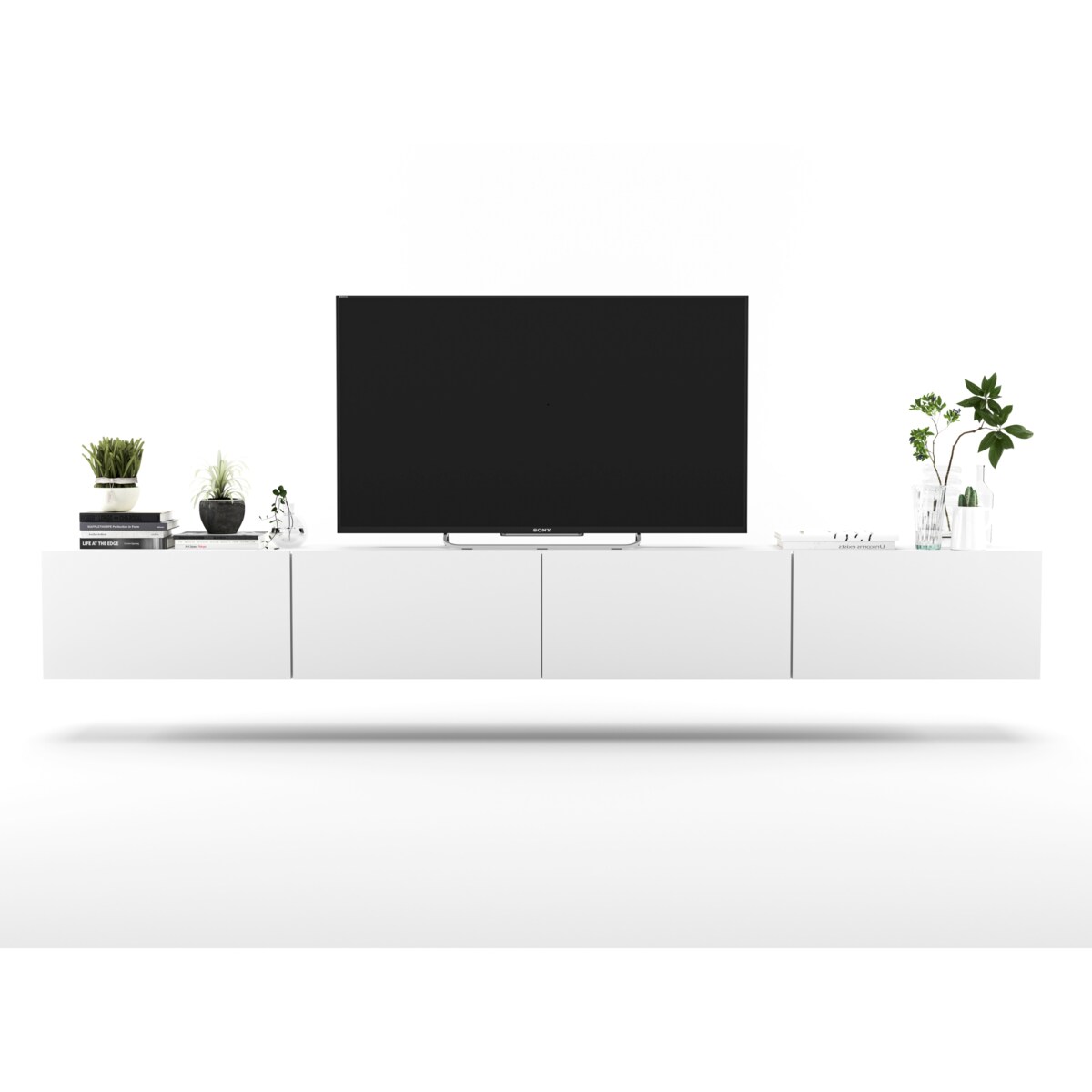 Szafka RTV Loft Wisząca Komoda RTV Biały MAT 240 cm