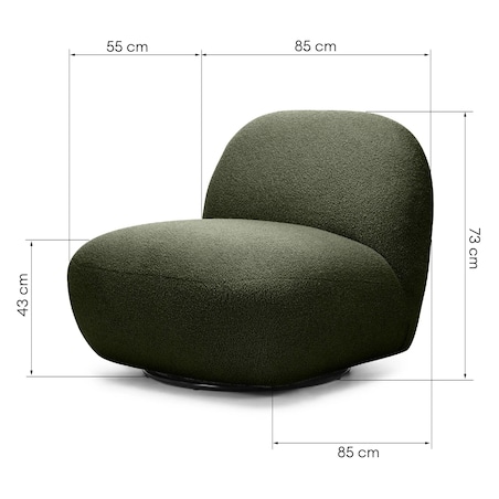 Fotel obrotowy 73x85x85 cm TENNO-3 bouclé ciemnozielony